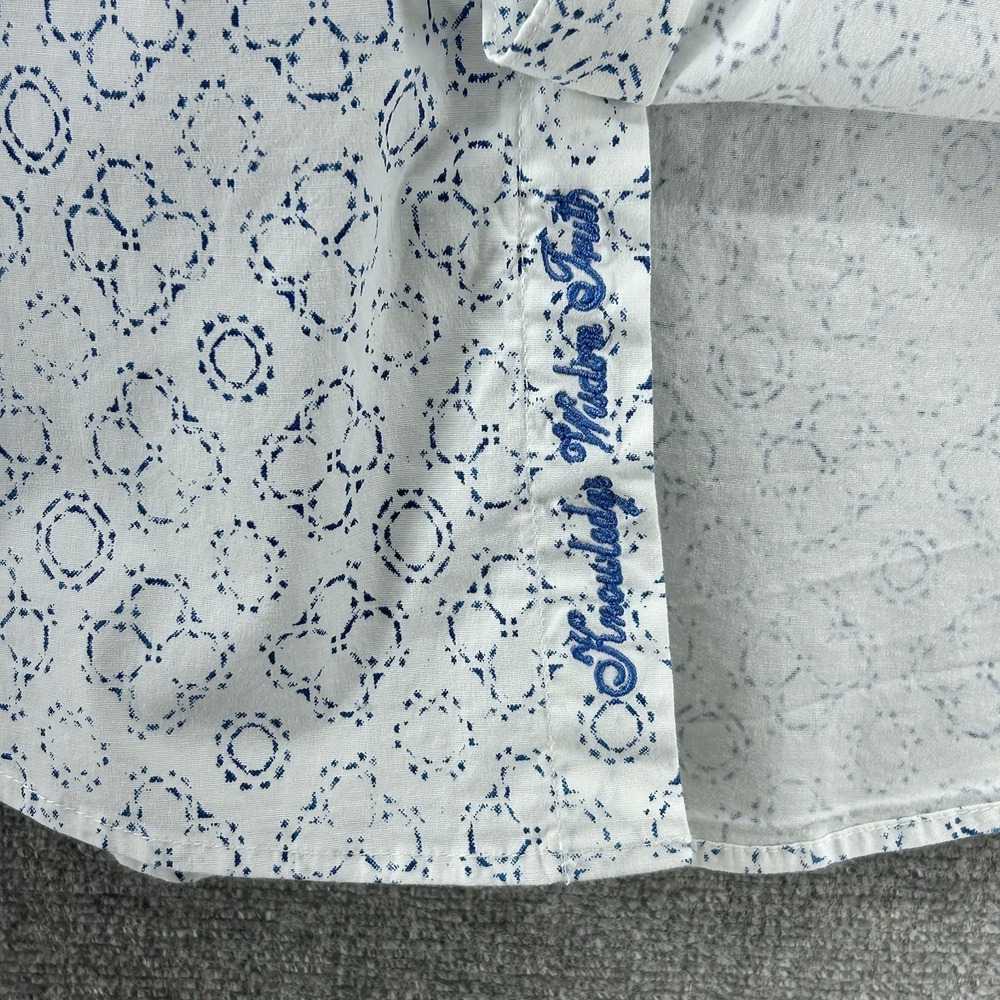 Robert Graham Shirt Men Size Small White Blue Geometric Flip Cuff Casual - Picture 7 of 11